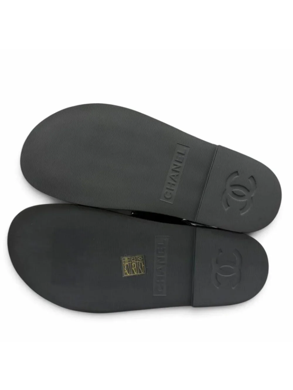 Chanel Suede Leather CC Logo Velcro Knit Sandals Black